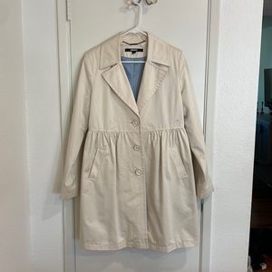 DKNY Women’s Coat - knee/thigh length, cream/natural color, size M